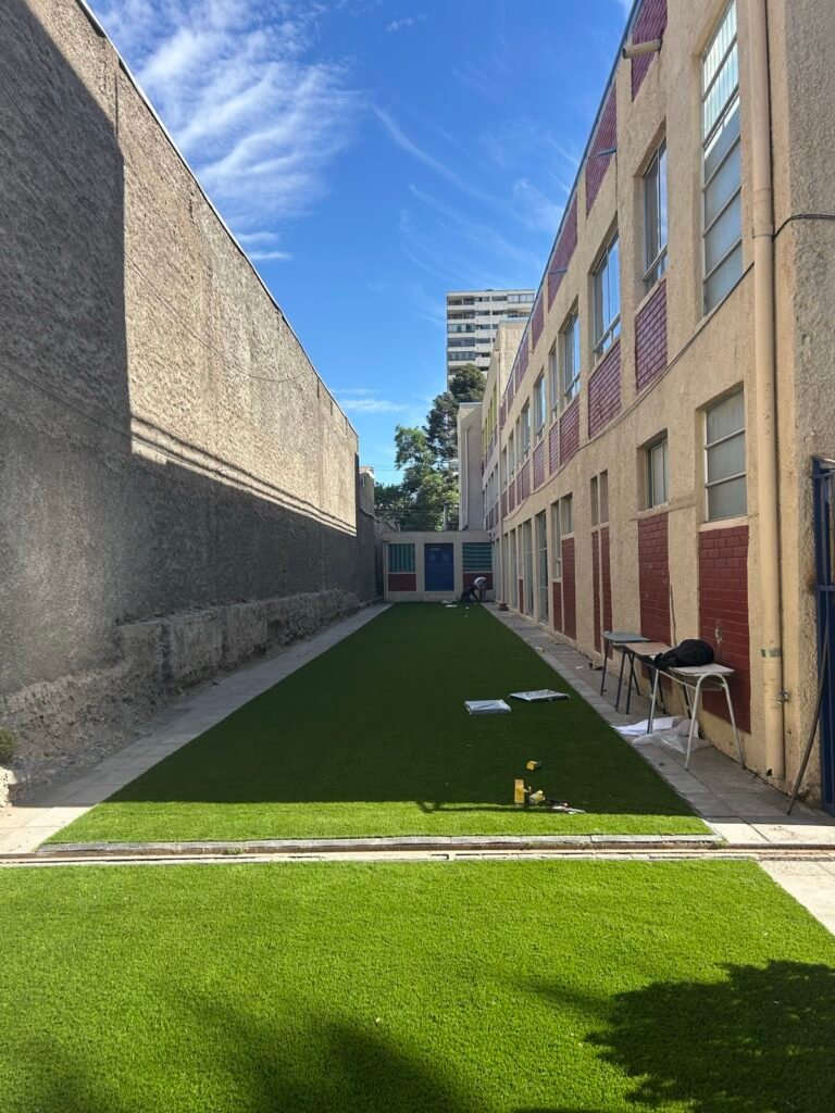 Proyecto CC – Resultado: patio con pasto bajo el cielo (pasto Oporto 30 mm)